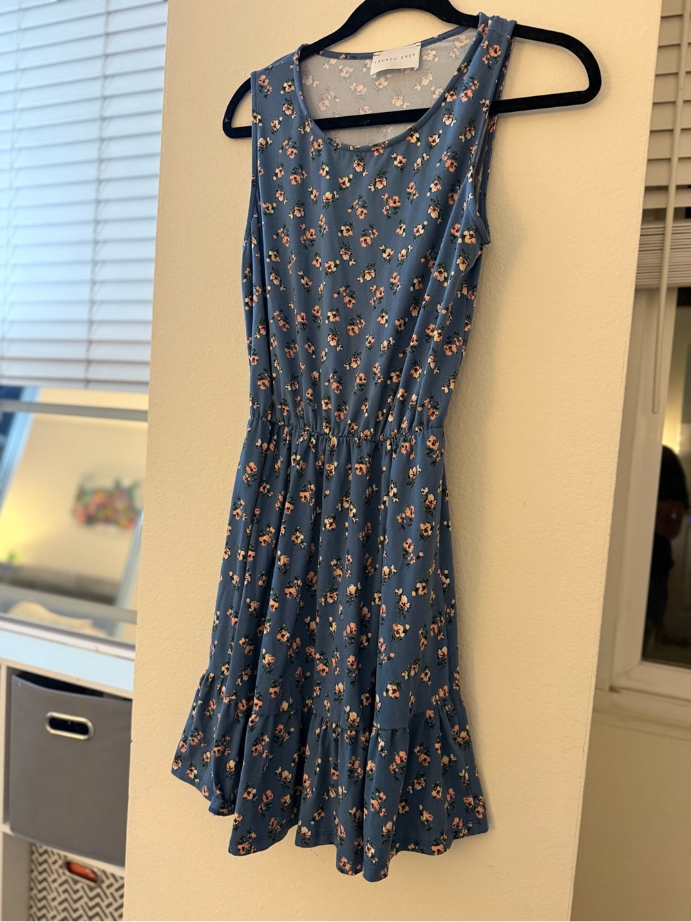French Grey Dusty Blue Floral Sundress